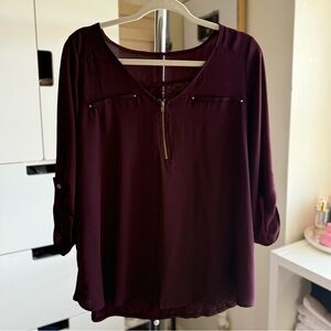 Beautiful Women's Wine Burgundy Blouse Size 1X